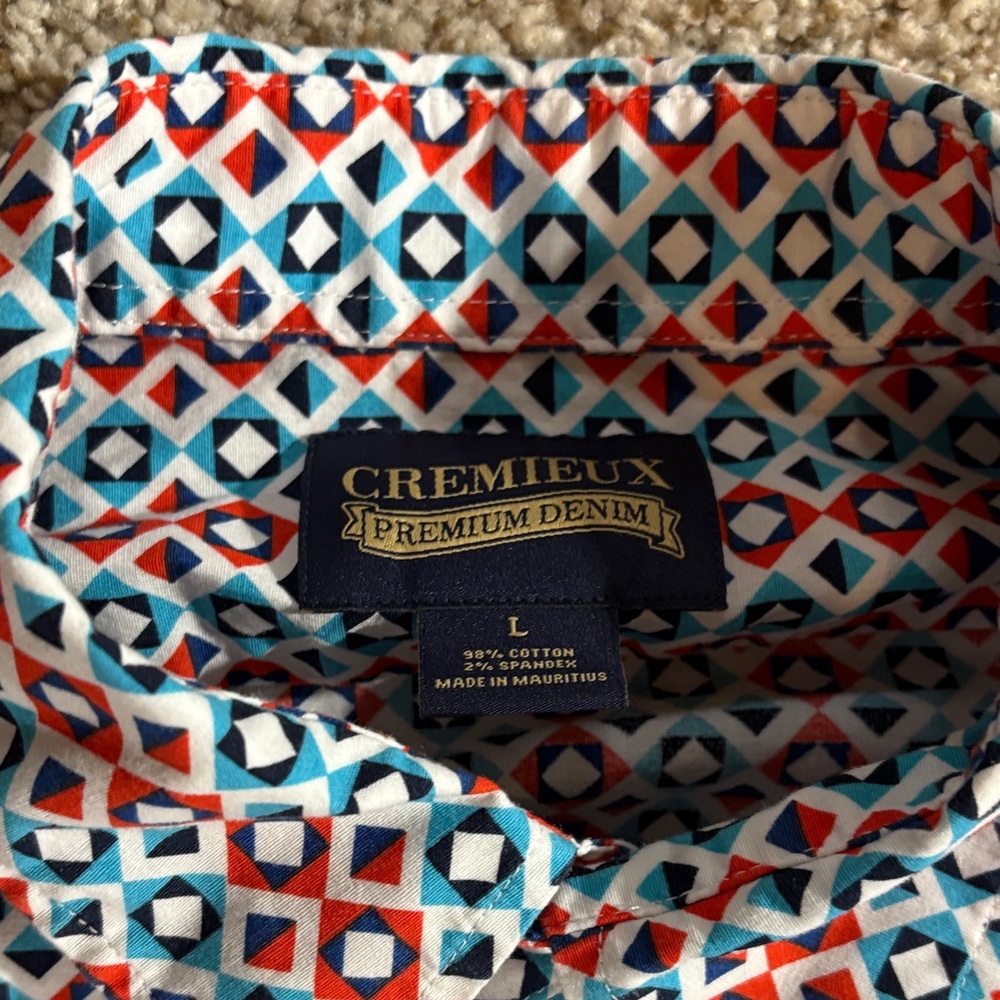 Daniel Cremieux Geometric Men's Shirt - Red, Blue, White - Picture 2 of 6